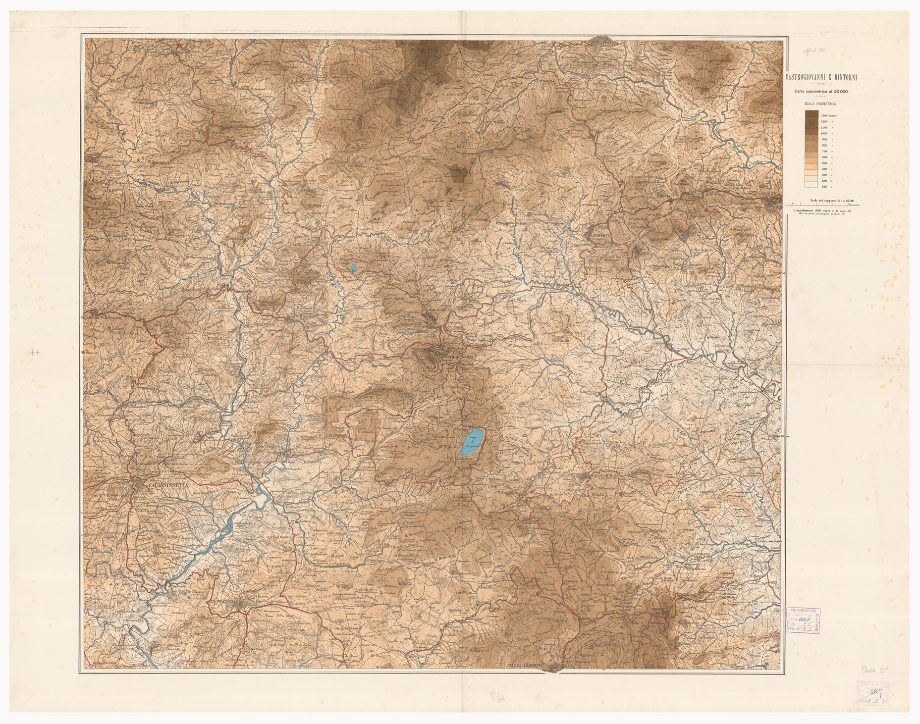 (N:8688) CASTROGIOVANNI E DINTORNI (B0005178) Carte e stampe antiche: riproduzione a colori su carta (formato A1)