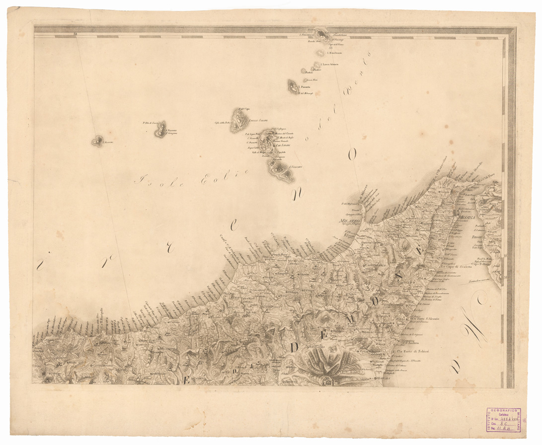 (N:2100) CARTA DEL REGNO DI SICILIA RICAVATA DALL'ORIGINALE CARTA DEL BARONE DI SCHMETTAU RICAVATA DALL'ORIGINALE CARTA DEL BARONE DI SCHMETTAU -Tavola 1 (B0005204) Carte e stampe antiche: riproduzione a colori su carta (formato A1)