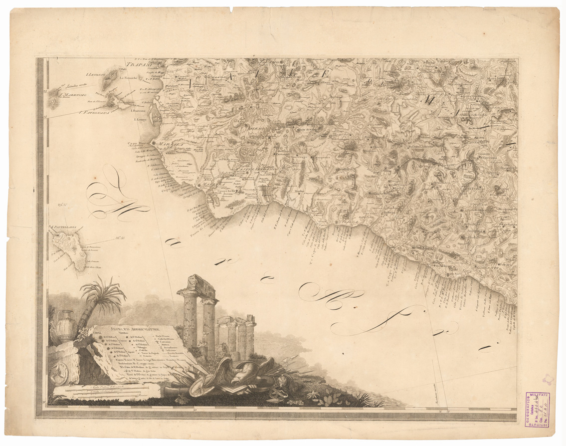 (N:2101) CARTA DEL REGNO DI SICILIA RICAVATA DALL'ORIGINALE CARTA DEL BARONE DI SCHMETTAU RICAVATA DALL'ORIGINALE CARTA DEL BARONE DI SCHMETTAU -Tavola 2 (B0005205) Carte e stampe antiche: riproduzione a colori su carta (formato A1)
