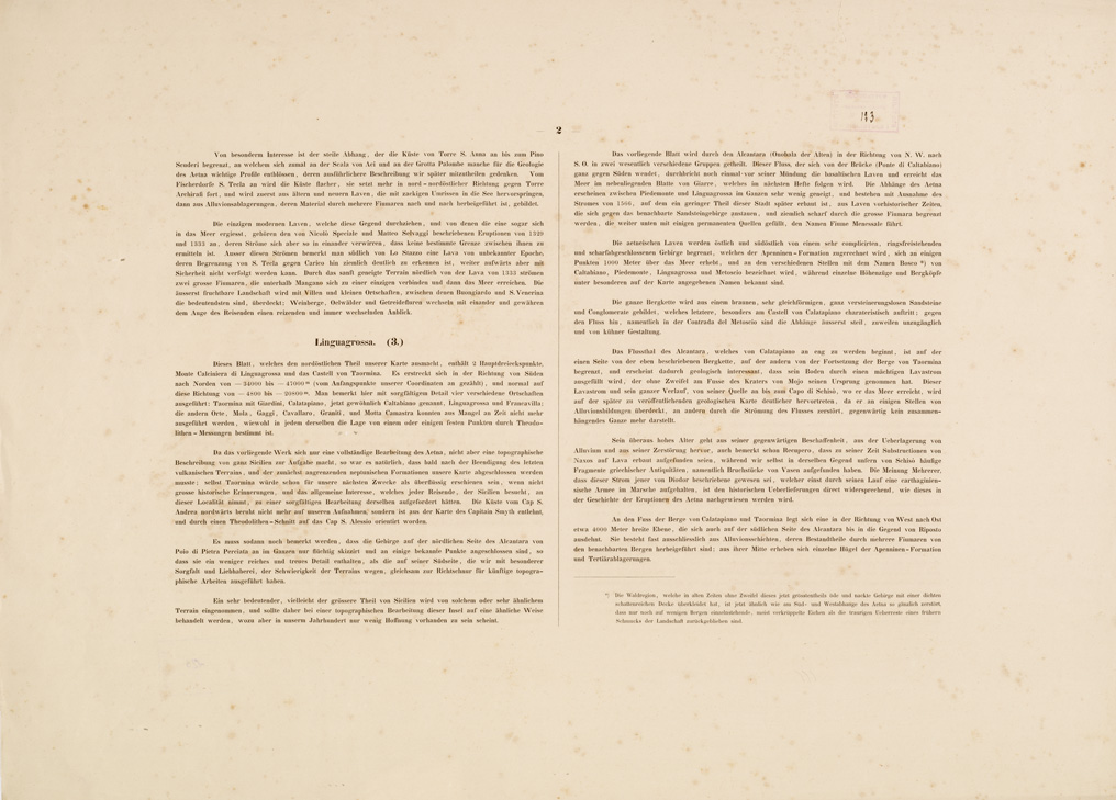 (N:222) I. CARTA TOPOGRAFICA DELL'ETNA... - II. CARTA GEOLOGICA DELL'ETNA... - Foglio 4 retro-Testo (B0005232) Carte e stampe antiche: riproduzione a colori su carta (formato A1)