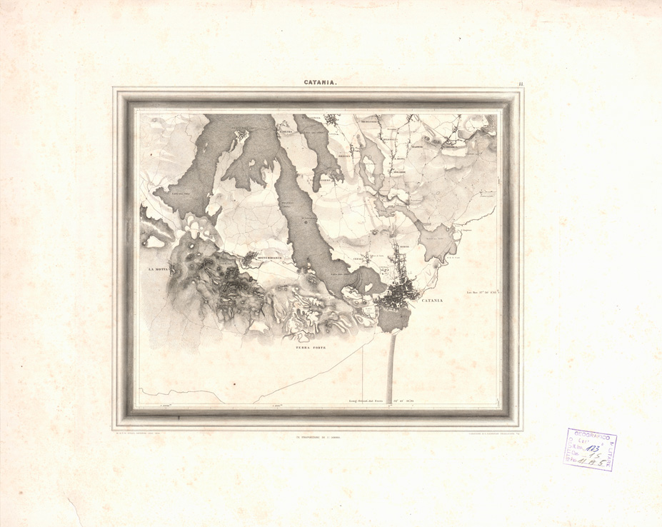 (N:233) I. CARTA TOPOGRAFICA DELL'ETNA... - II. CARTA GEOLOGICA DELL'ETNA... - Tavola 11 - Catania - (a colori) (B0005290) Carte e stampe antiche: riproduzione a colori su carta (formato A1)