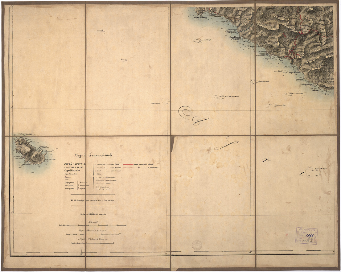 (N:4988) CARTA GENERALE DELL'ISOLA DI SICILIA COMPILATA SUI MIGLIORI DOCUMENTI ESISTENTI. TORINO - Foglio 3 - Segni Convenzionali - Agrigento, Pantelleria (B0005337) Carte e stampe antiche: riproduzione a colori su carta (formato A1)