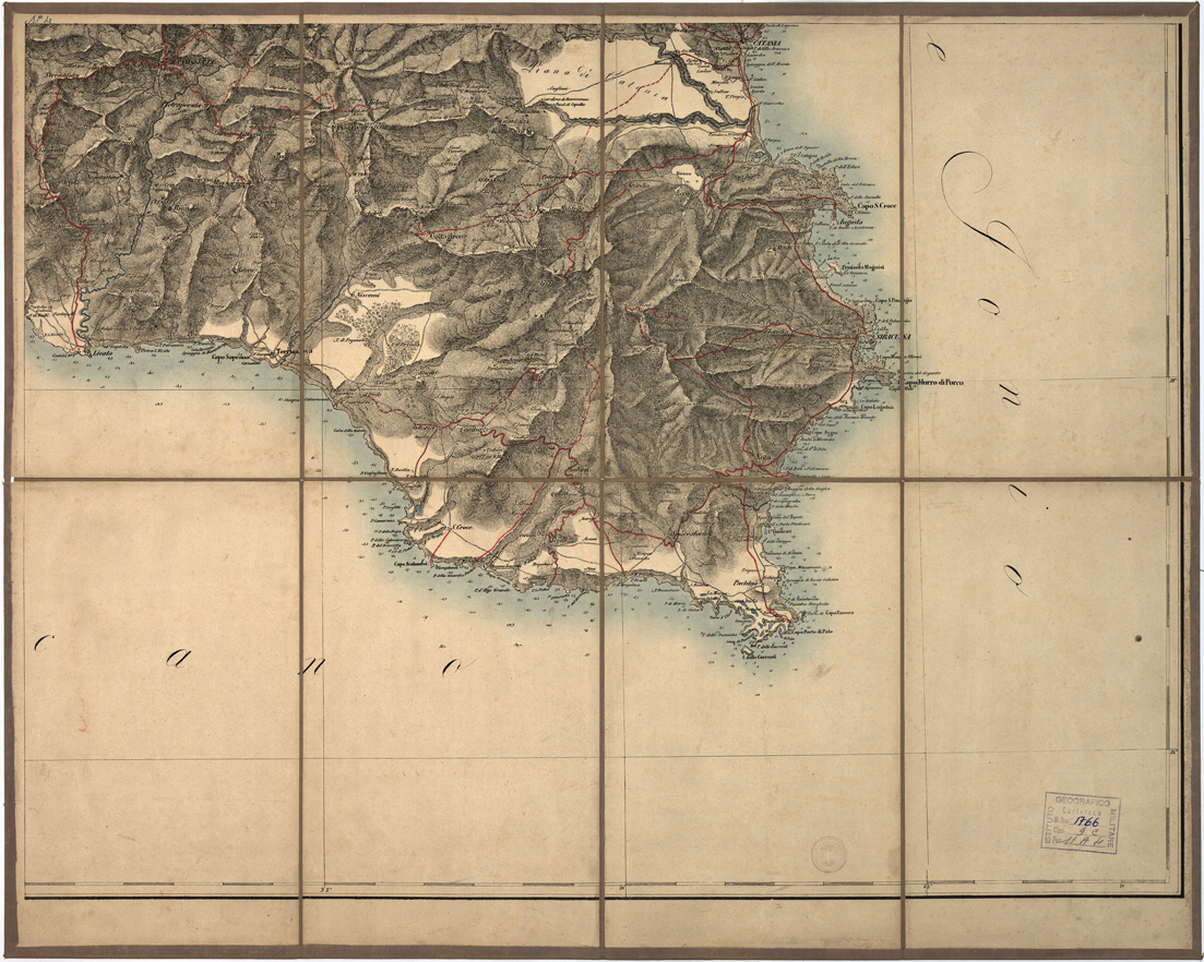 (N:4989) CARTA GENERALE DELL'ISOLA DI SICILIA COMPILATA SUI MIGLIORI DOCUMENTI ESISTENTI. TORINO - Foglio 4 - Siracusa, Caltanisetta, Ragusa, Catania (B0005338) Carte e stampe antiche: riproduzione a colori su carta (formato A1)