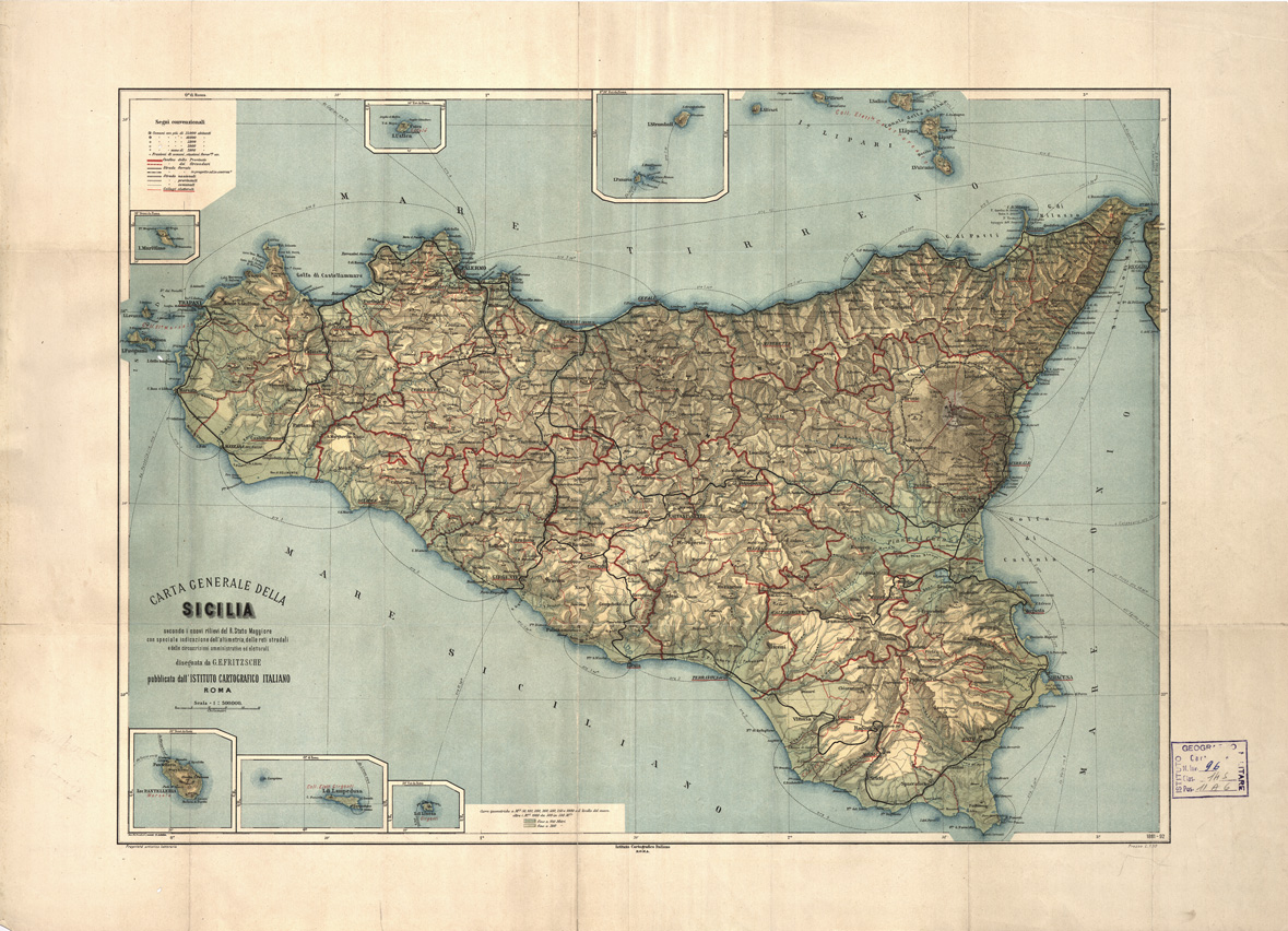 (N:4938) CARTA GENERALE DELLA SICILIA (B0005347) Carte e stampe antiche: riproduzione a colori su carta (formato A1)