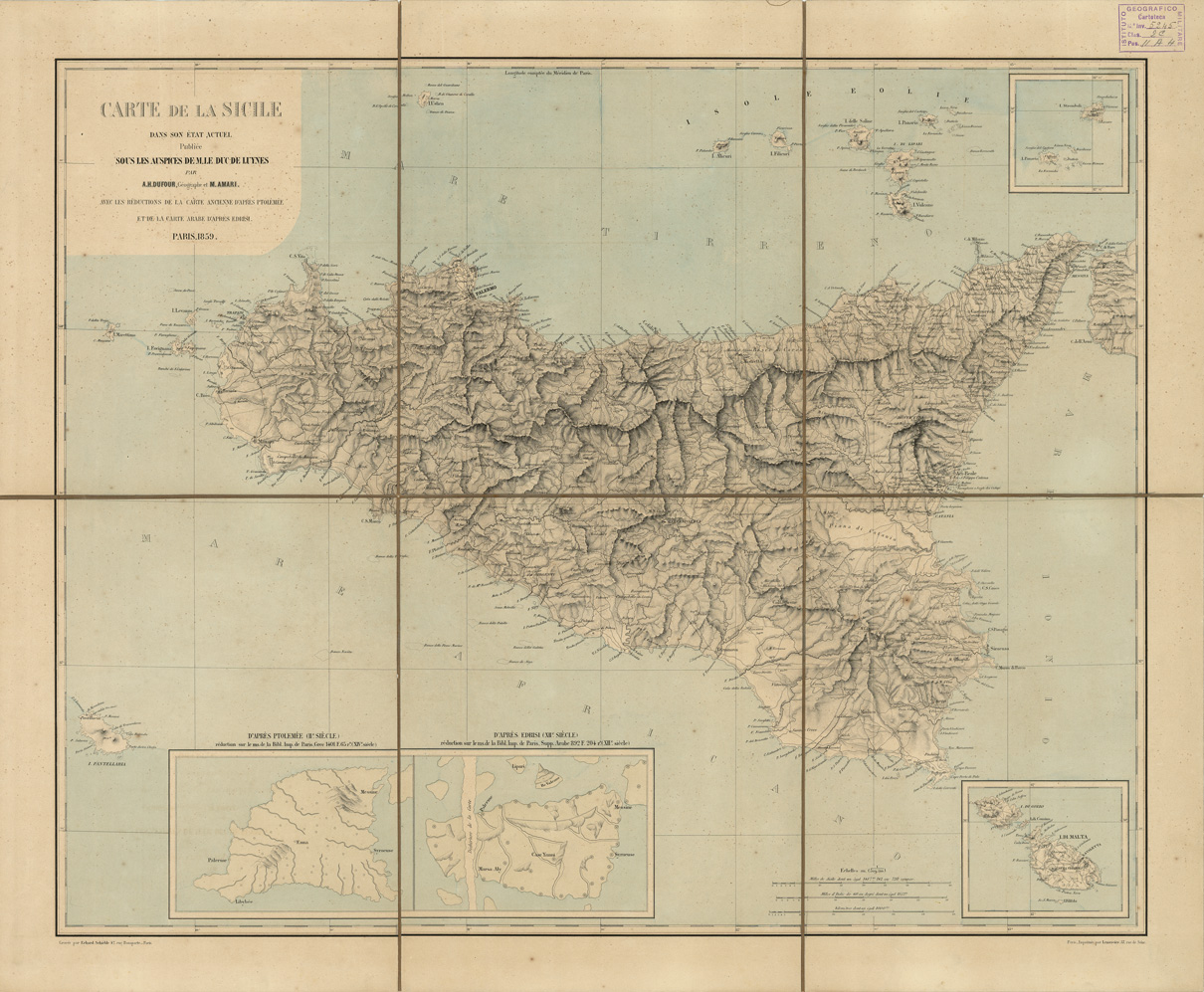 (N:8489) CARTE DE LA SICILE (B0005373) Carte e stampe antiche: riproduzione a colori su carta (formato A1)