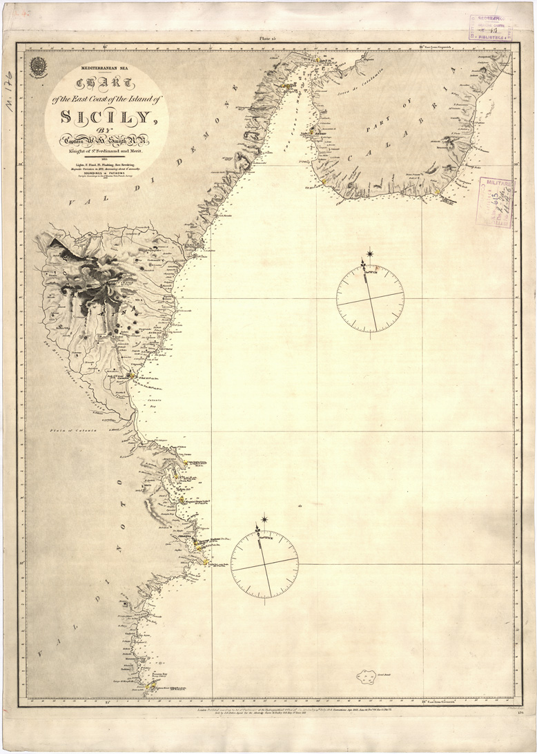 (N:525) CART OF THE EAST COAST OF THE ISLAND OF SICILY... (B0005411) Carte e stampe antiche: riproduzione a colori su carta (formato A1)