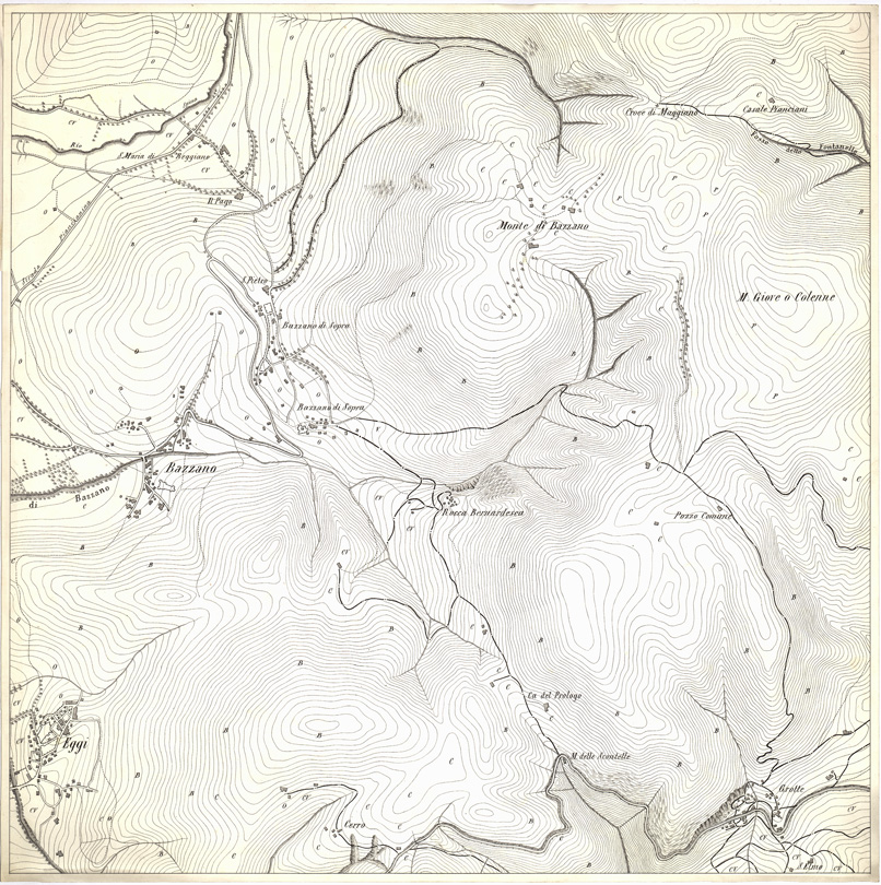 (N:6429) CARTA TOPOGRAFICA DEI DINTORNI DI SPOLETO... - Foglio 3 D (B0005463) Carte e stampe antiche: riproduzione a colori su carta (formato A1)