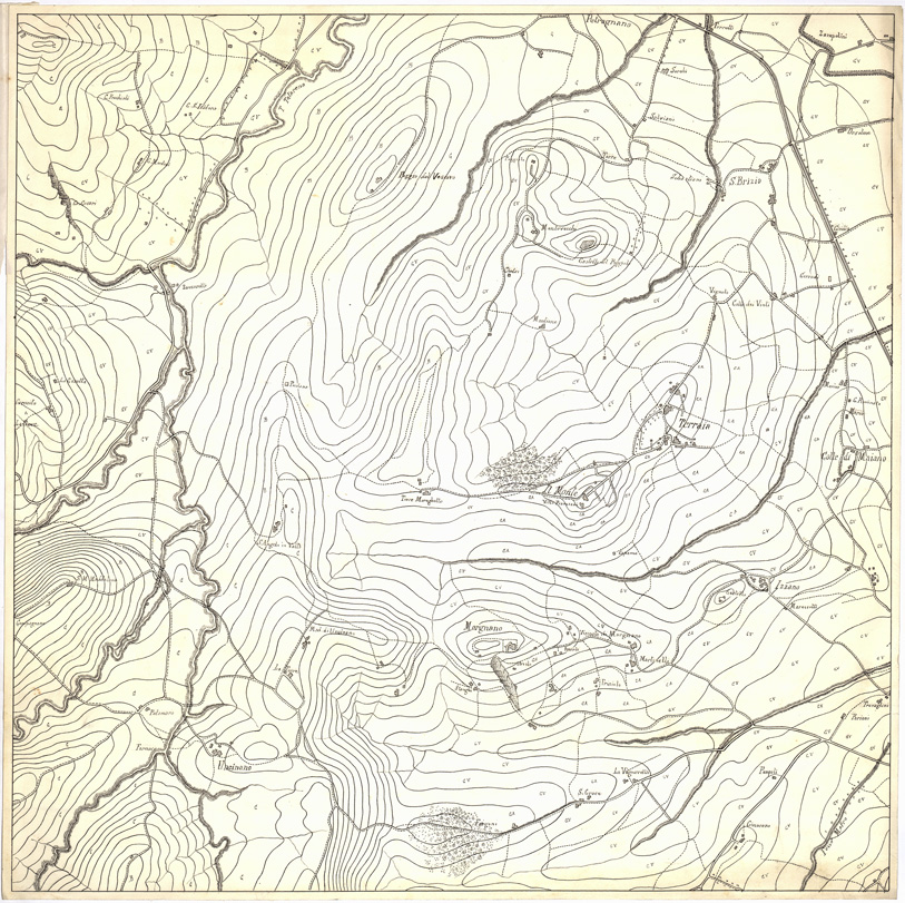 (N:6427) CARTA TOPOGRAFICA DEI DINTORNI DI SPOLETO... - Foglio 3 B (B0005471) Carte e stampe antiche: riproduzione a colori su carta (formato A1)