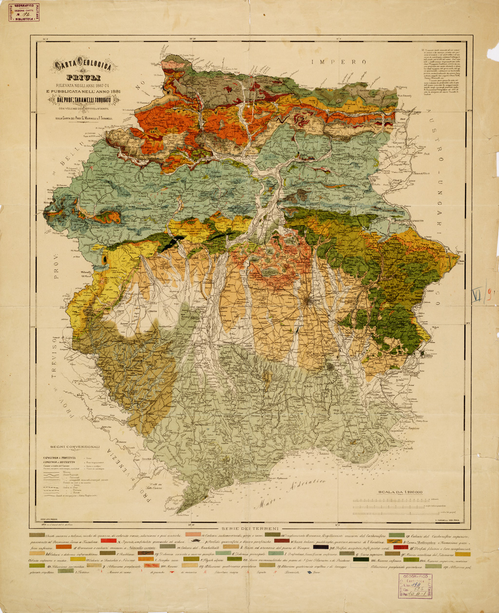 (N:5058) CARTA GEOLOGICA DEL FRIULI (B0005514) Carte e stampe antiche: riproduzione a colori su carta (formato A1)
