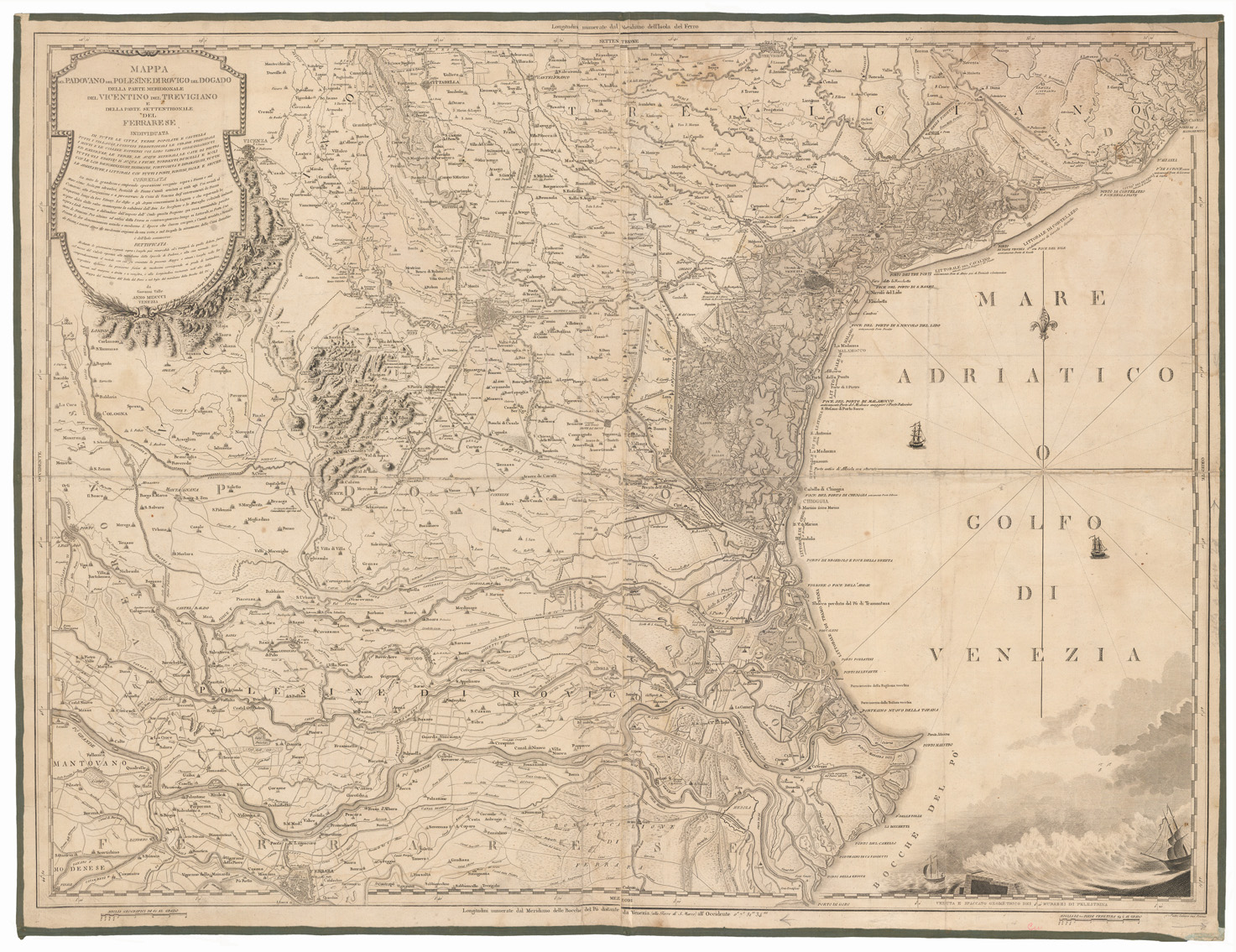 (N:12119) MAPPA DEL PADOVANO, DEL POLESINE DI ROVIGO DEL DOGADO DELLA PARTE MERIDIONALE DEL VICENTINO DEL TREVIGIANO E DELLA PARTE SETTENTRIONALE DEL FERRARESE (B0005520) Carte e stampe antiche: riproduzione a colori su carta (formato A1)