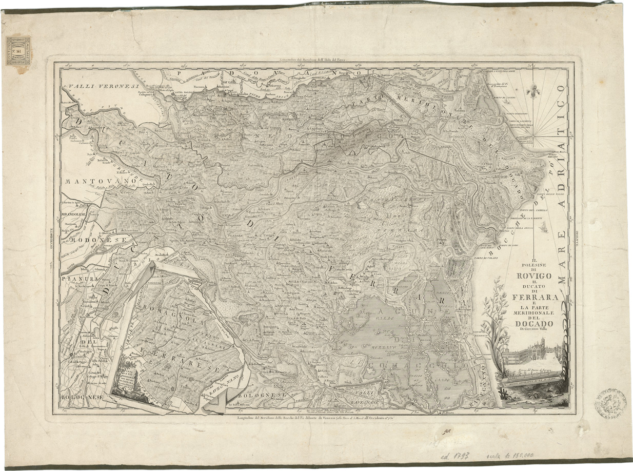 (N:10612) IL POLESINE DI ROVIGO IL DUCATO DI FERRARA E LA PARTE MERIDIONALE DEL DOGADO DI GIOVANNI VALLE. (B0005538) Carte e stampe antiche: riproduzione a colori su carta (formato A1)