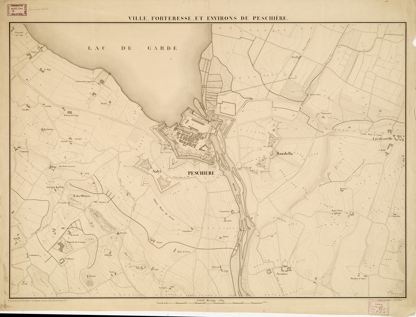 (N:13401) VILLE, FORTERESSE, ET ENVIRONS DE PESCHIERE (B0005553) Carte e stampe antiche: riproduzione a colori su carta (formato A1)
