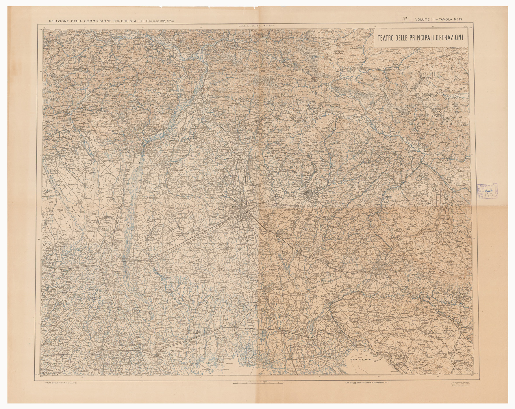 (N:15900) SITUAZIONE DELLE FORZE CONTRAPPOSTE DAL 23 OTTOBRE AL 9 NOVEMBRE DEL 1917 - TEATRO DELLE PRINCIPALI OPERAZIONI - Volume III Tavola 19 (B0005629) Carte e stampe antiche: riproduzione a colori su carta (formato A1)