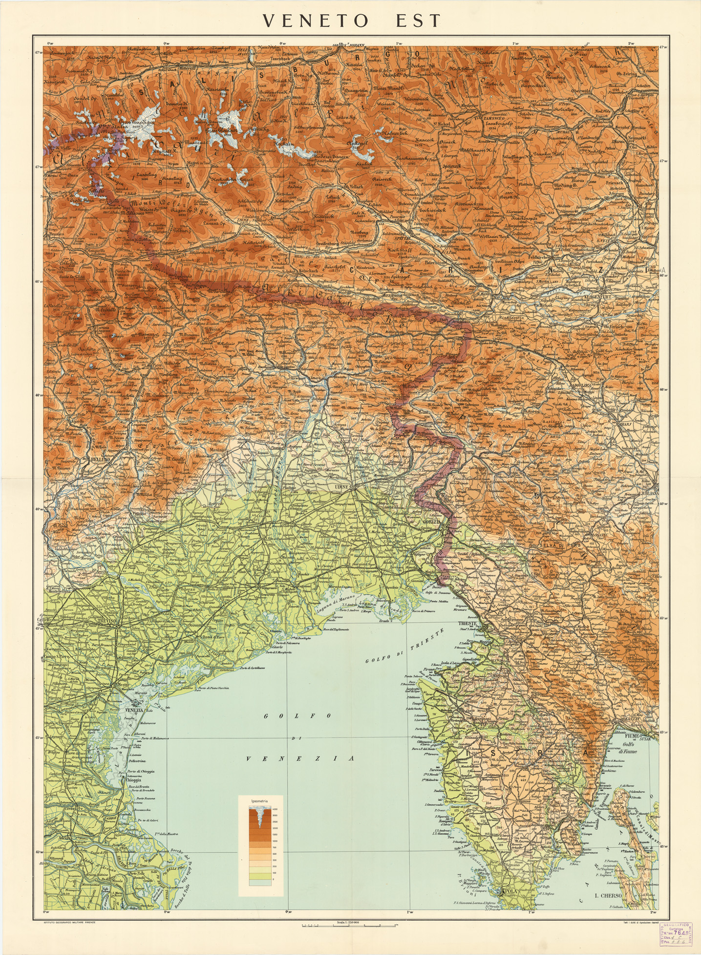 (N:14067) VENETO EST E OVEST - VENETO EST (B0005637) Carte e stampe antiche: riproduzione a colori su carta (formato A1)