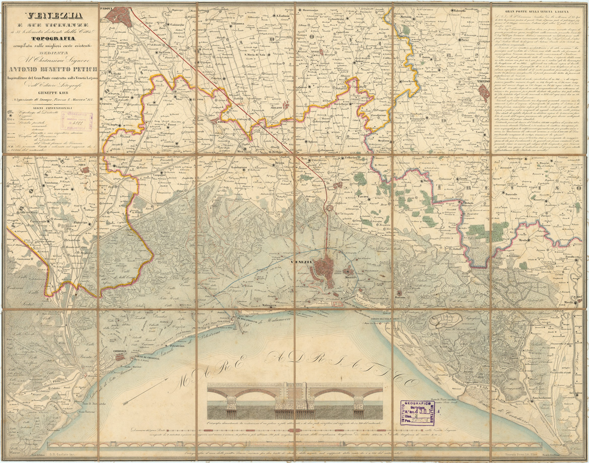 (N:14040) VENEZIA E SUE VICINANZE... (B0005660) Carte e stampe antiche: riproduzione a colori su carta (formato A1)