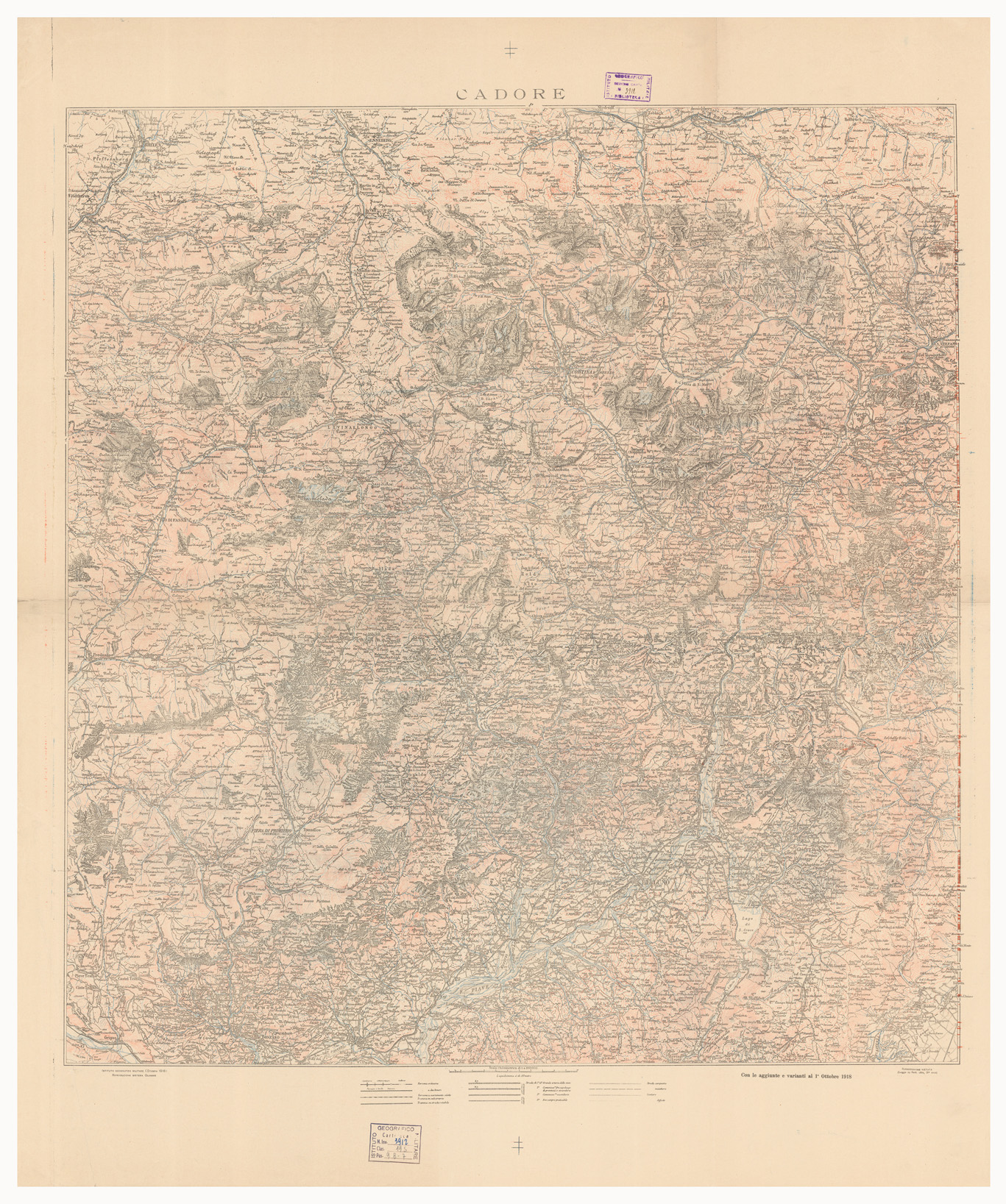 (N:455) CADORE. CARTA DI GUERRA (B0005662) Carte e stampe antiche: riproduzione a colori su carta (formato A1)