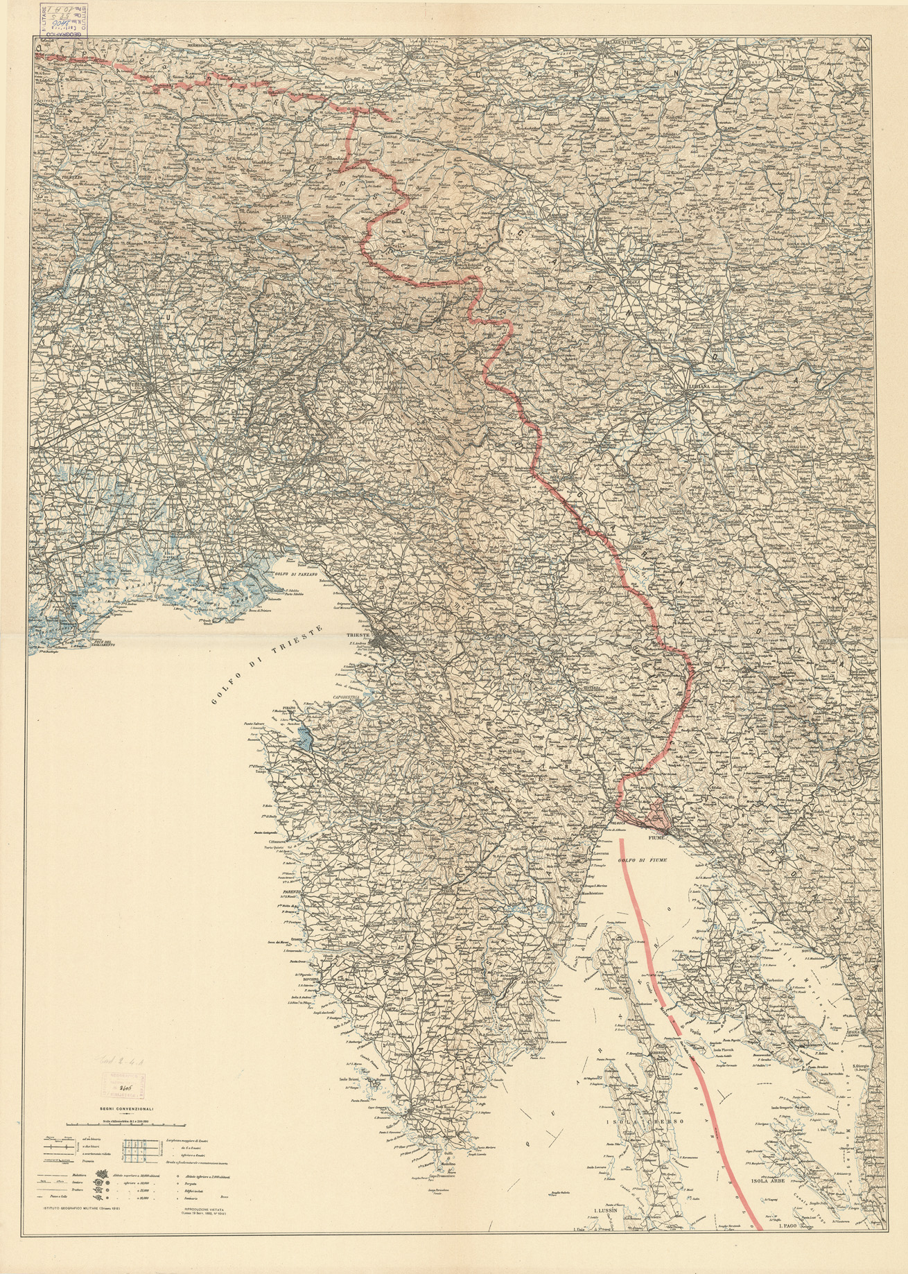 (N:1445) CARTA DEI CONFINI ORIENTALI (B0005666) Carte e stampe antiche: riproduzione a colori su carta (formato A1)