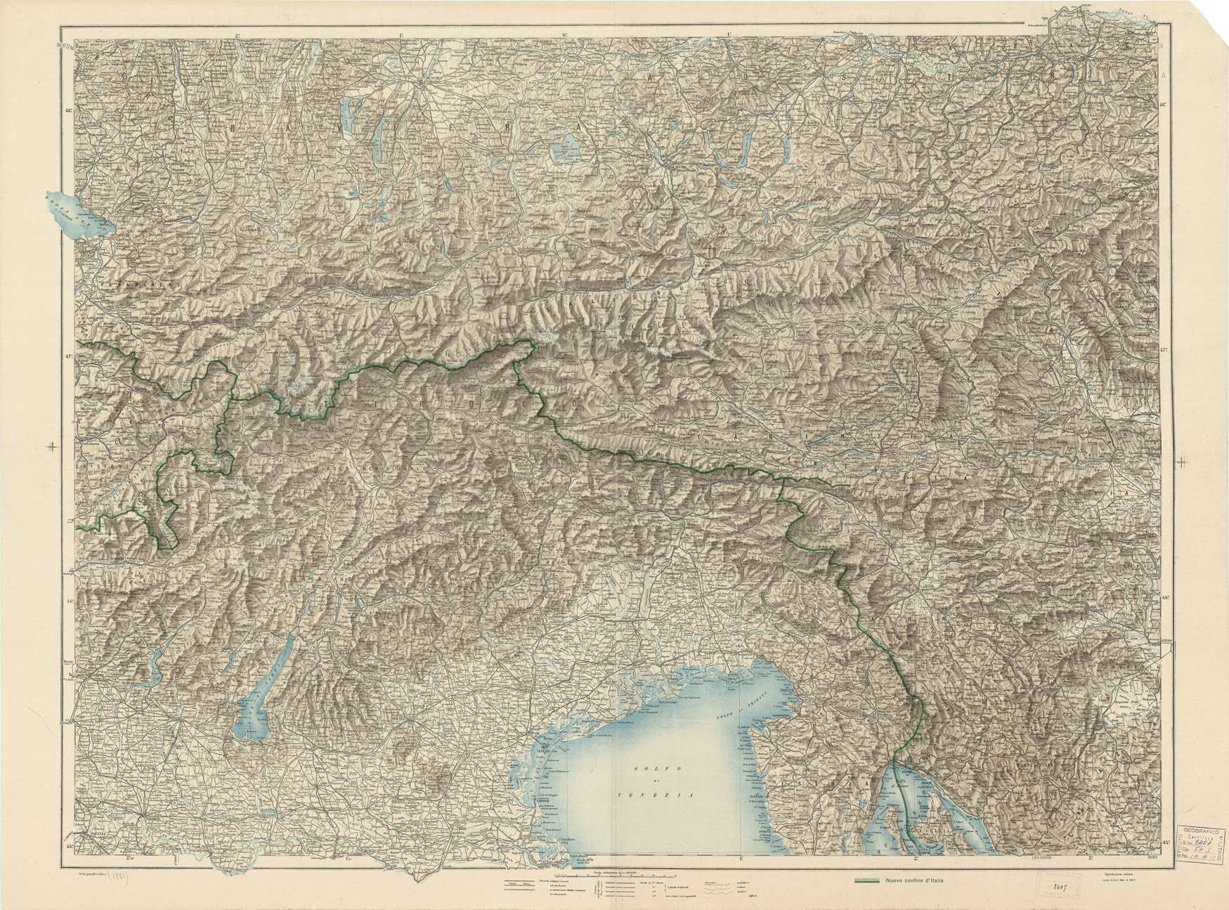 (N:1640) CARTA DEI NUOVI CONFINI (B0005677) Carte e stampe antiche: riproduzione a colori su carta (formato A1)