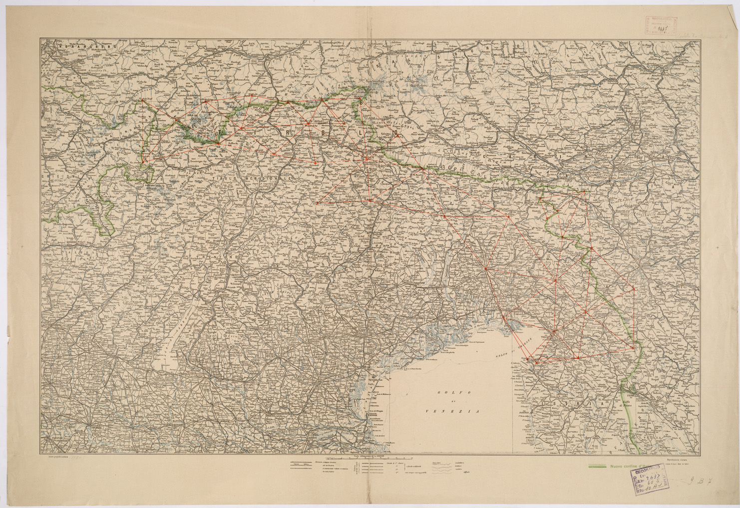 (N:9874) FOGLI CORRISPONDENTI ALLE REGIONI DEI NUOVI CONFINI ITALIANI - Foglio 2 (B0005694) Carte e stampe antiche: riproduzione a colori su carta (formato A1)