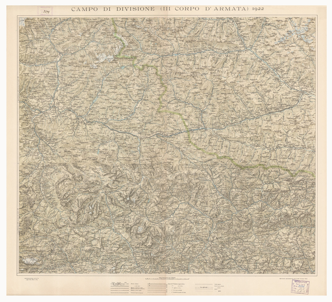 (N:502) CAMPO DI DIVISIONE (III CORPO D'ARMATA) (B0005703) Carte e stampe antiche: riproduzione a colori su carta (formato A1)