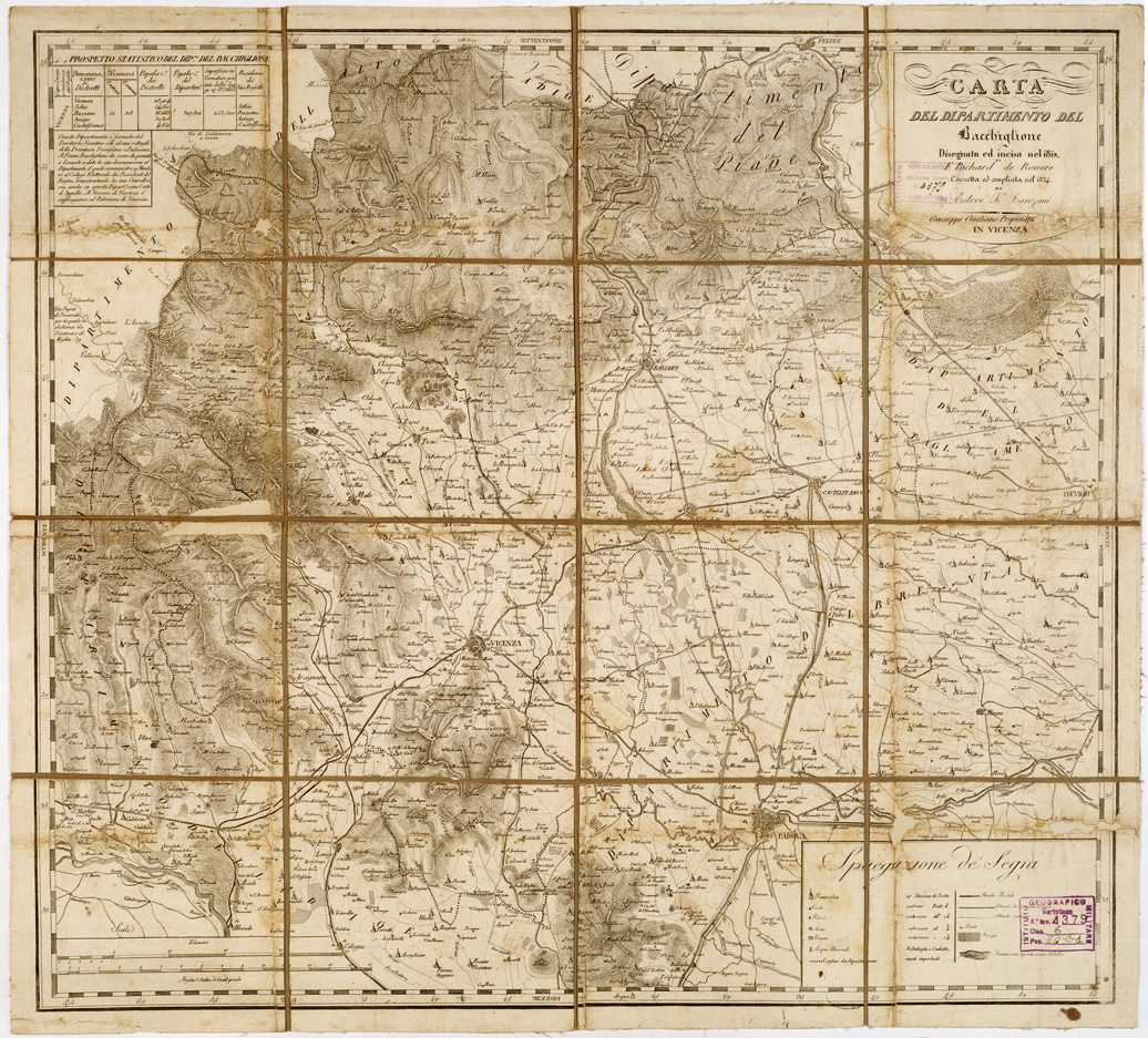 (N:1837) CARTA DEL DIPARTIMENTO DEL BACCHIGLIONE... (B0005770) Carte e stampe antiche: riproduzione a colori su carta (formato A1)