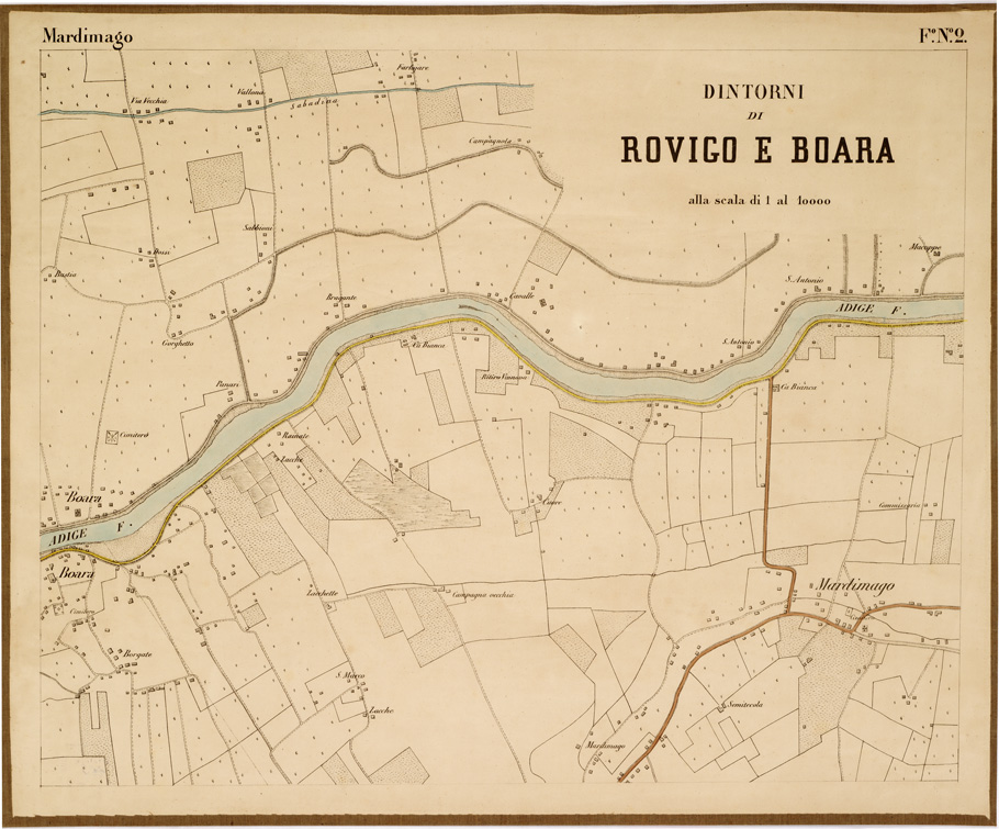 (N:9572) DINTORNI DI ROVIGO E BOARA... - Foglio 2 - Mardimago (B0005772) Carte e stampe antiche: riproduzione a colori su carta (formato A1)