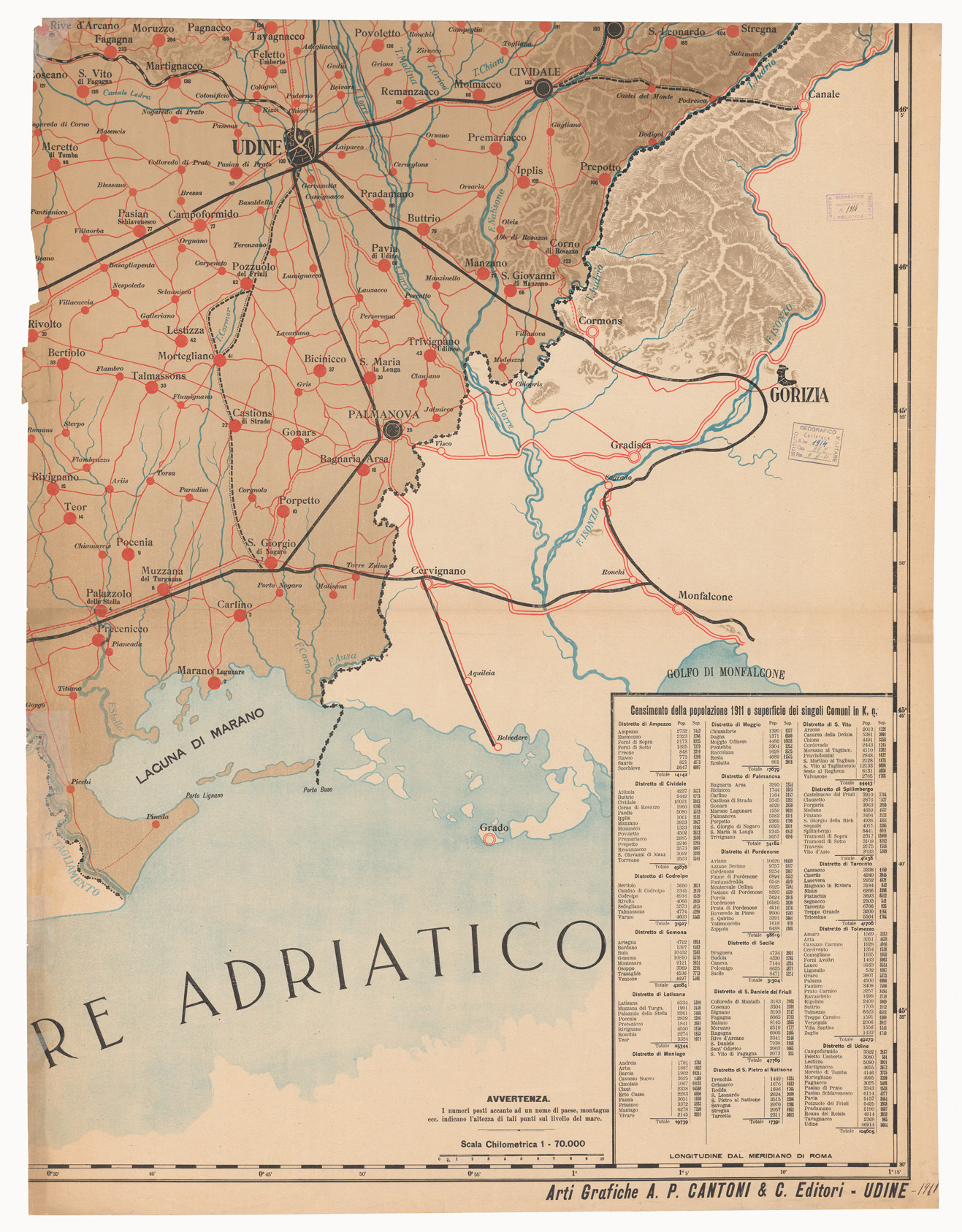 (N:13008) NUOVA CARTA DELLA PROVINCIA DEL FRIULI CORREDATA AD USO DELLE SCUOLE, APPROVATA DAL CONSIGLIO PROVINCIALE SCOLASTICO DI UDINE - Foglio 2 (B0005789) Carte e stampe antiche: riproduzione a colori su carta (formato A1)