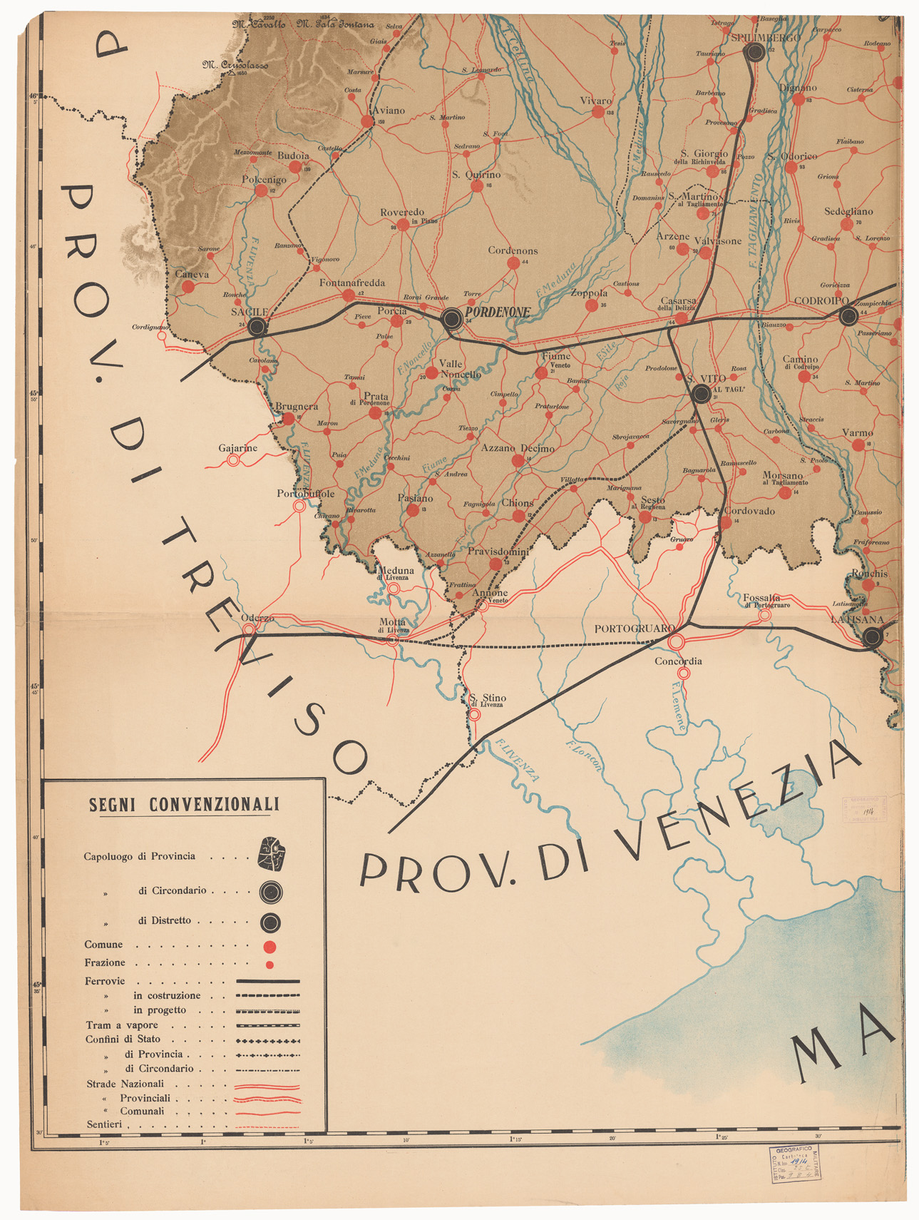 (N:13012) NUOVA CARTA DELLA PROVINCIA DEL FRIULI CORREDATA AD USO DELLE SCUOLE, APPROVATA DAL CONSIGLIO PROVINCIALE SCOLASTICO DI UDINE - Foglio 4 (B0005793) Carte e stampe antiche: riproduzione a colori su carta (formato A1)