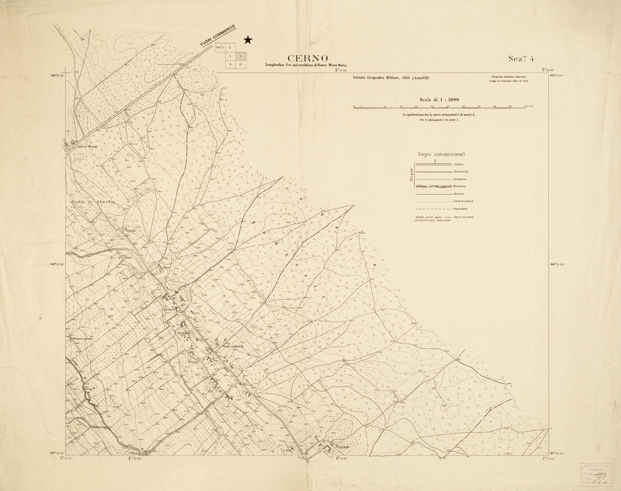 (N:9612) DINTORNI DI ZARA - CERNO -SEZ. 4 (B0005812) Carte e stampe antiche: riproduzione a colori su carta (formato A1)