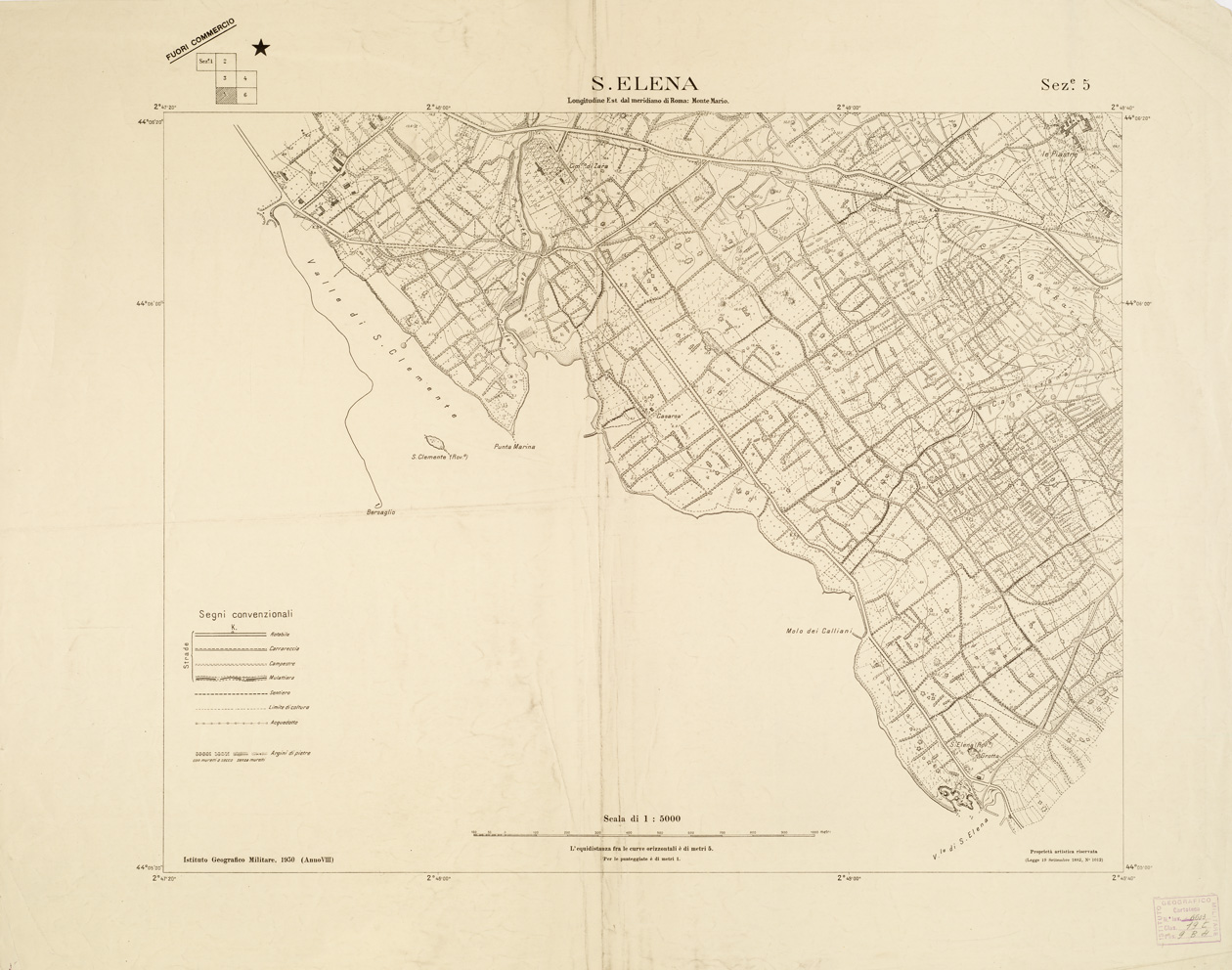 (N:9613) DINTORNI DI ZARA - S. ELENA - SEZ. 5 (B0005813) Carte e stampe antiche: riproduzione a colori su carta (formato A1)