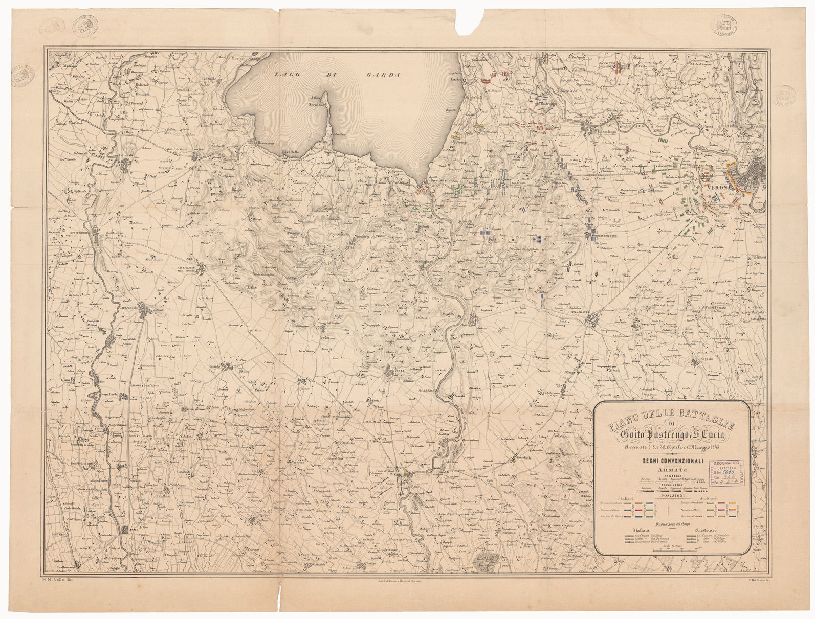 (N:13282) PIANO DELLA BATTAGLIA DI GOITO, PASTRENGO E SANTA LUCIA AVVENUTE L'8 E IL 30 APRILE E 6 MAGGIO 1848 (B0005817) Carte e stampe antiche: riproduzione a colori su carta (formato A1)