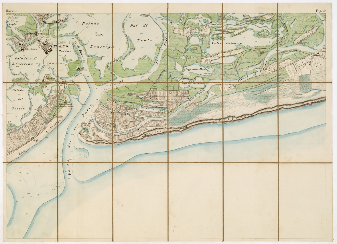 (N:7620) CARTA TOPOGRAFICA DELLA LAGUNA VENETA - BURANO - Foglio 10 (B0005897) Carte e stampe antiche: riproduzione a colori su carta (formato A1)
