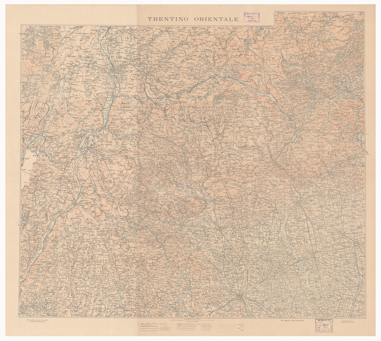 (N:10664) TRENTINO ORIENTALE - CARTA DI GUERRA (B0005925) Carte e stampe antiche: riproduzione a colori su carta (formato A1)