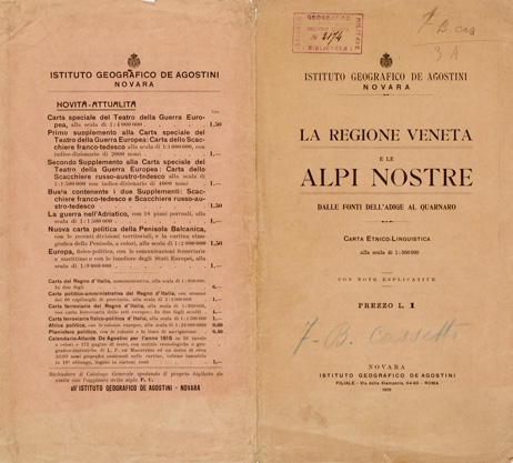 (N:11284) LA REGIONE VENETA E LE ALPI NOSTRE - DALL'ADIGE AL QUARNARO - CARTA ETNICO LINGUISTICA 1a edizione pi libretto esplicativo (B0005934, B0005936, B0005937) Carte e stampe antiche: riproduzione a colori su carta (formato A1)