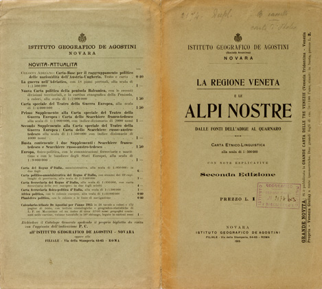 (N:11280) LA REGIONE VENETA E LE ALPI NOSTRE - DALL'ADIGE AL QUARNARO - CARTA ETNICO LINGUISTICA - 2a edizione (B0005938, B0005940, B0005941) Carte e stampe antiche: riproduzione a colori su carta (formato A1)