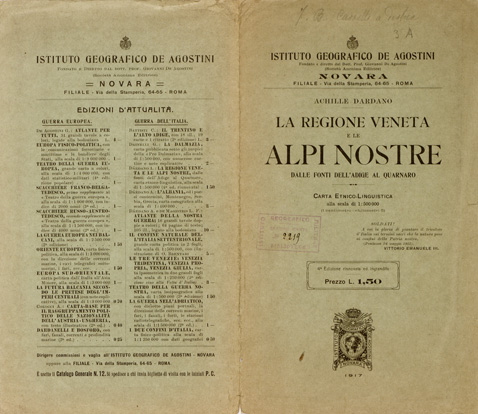 (N:11290) LA REGIONE VENETA E LE ALPI NOSTRE - DALL'ADIGE AL QUARNARO - CARTA ETNICO LINGUISTICA - 4a edizione (B0005942, B0005944, B0005945) Carte e stampe antiche: riproduzione a colori su carta (formato A1)