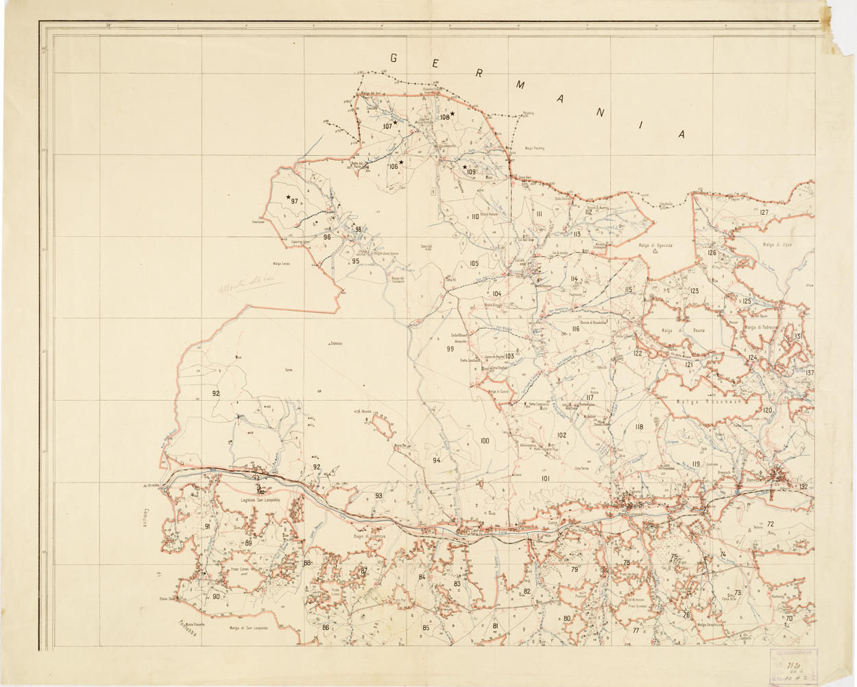 (N:14593) R. FORESTA DEMANIALE DI TARVISIO - Tavola 2 (B0005987) Carte e stampe antiche: riproduzione a colori su carta (formato A1)