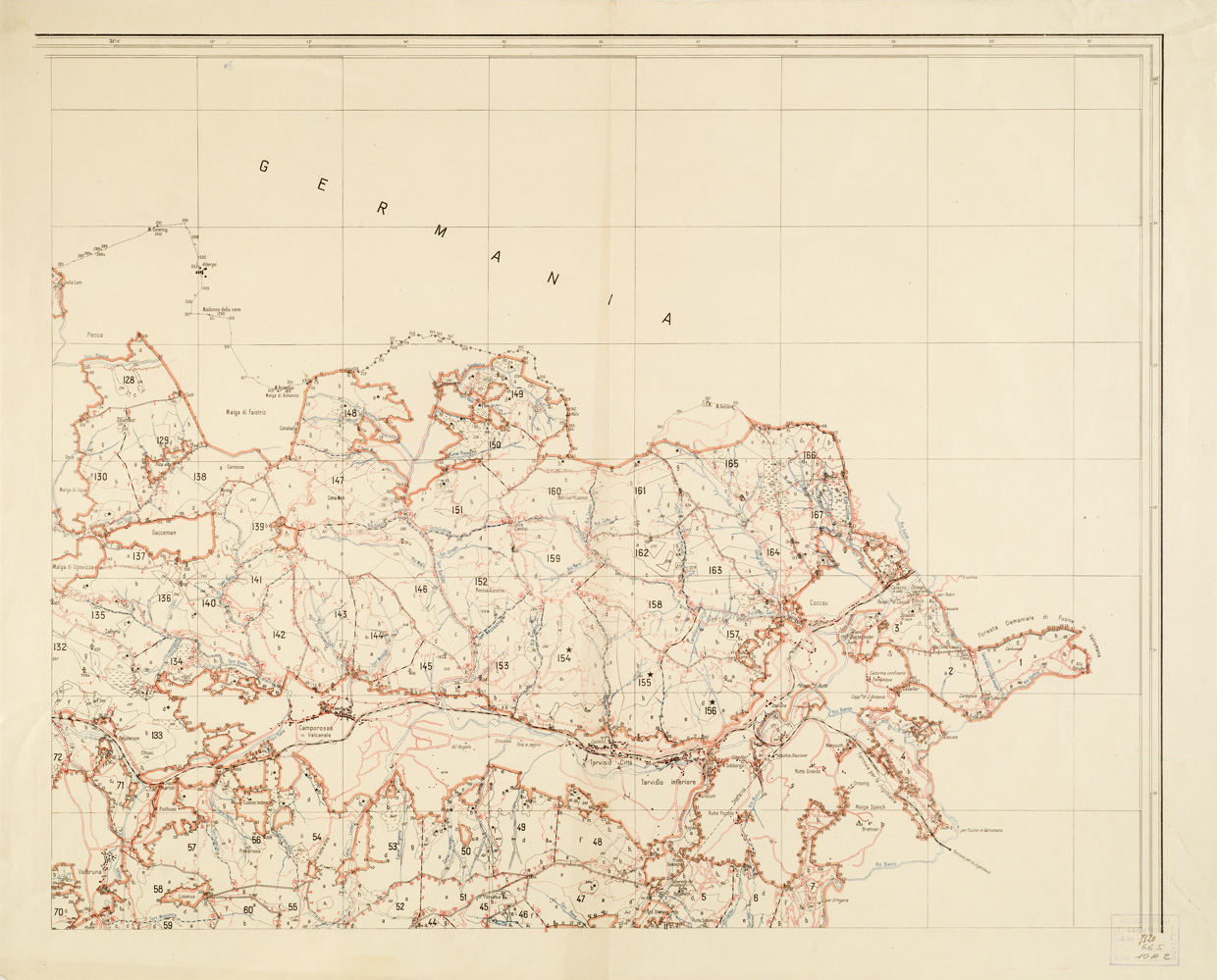 (N:14594) R. FORESTA DEMANIALE DI TARVISIO - Tavola 3 (B0005988) Carte e stampe antiche: riproduzione a colori su carta (formato A1)