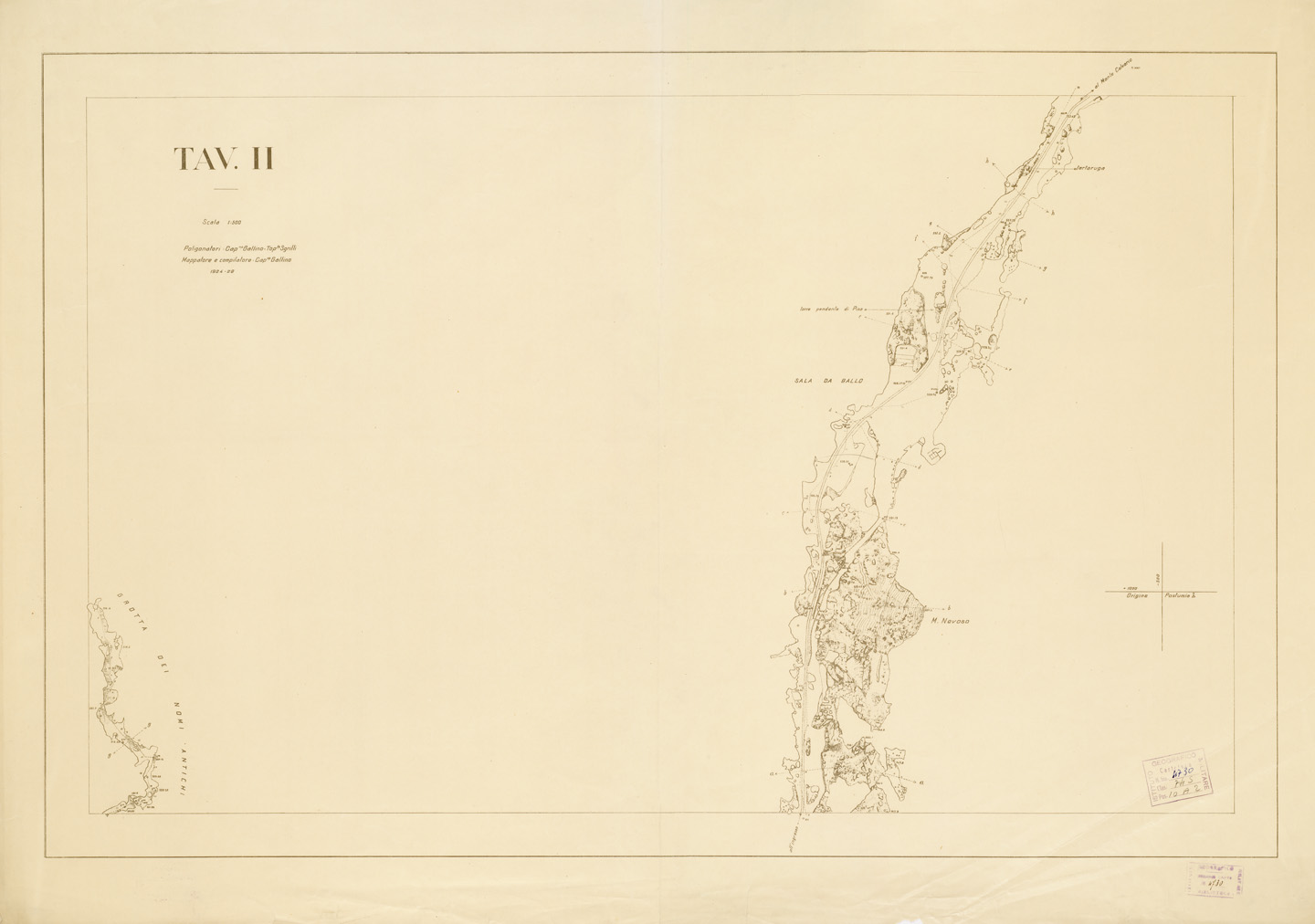 (N:14091) PLANIMETRIA DELLE R.R. GROTTE DI POSTUMIA - Tavola II (B0006002) Carte e stampe antiche: riproduzione a colori su carta (formato A1)