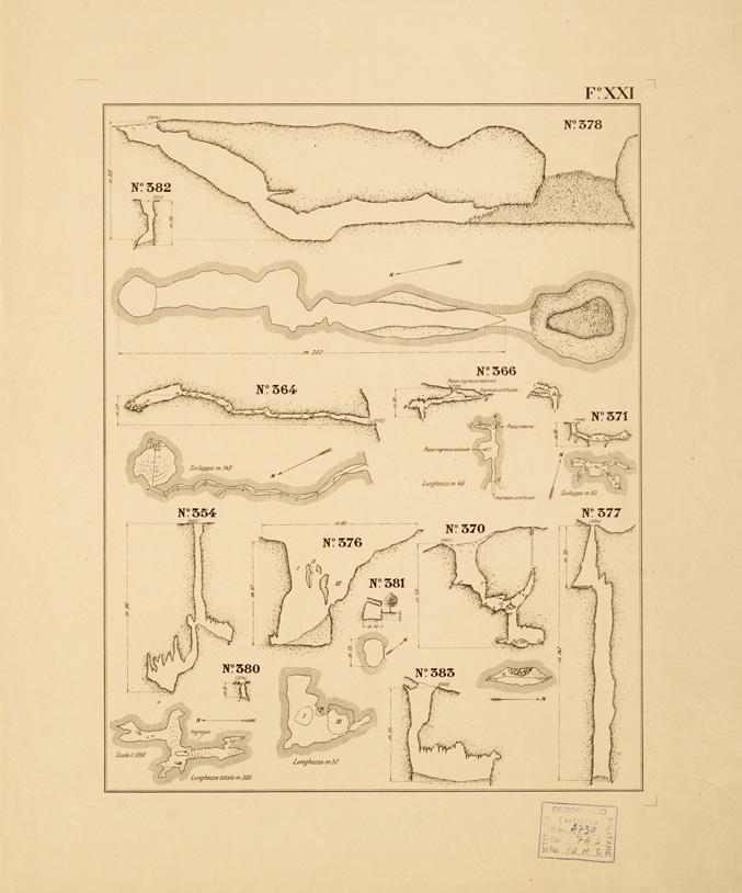 (N:14107) PLANIMETRIA DELLE R.R. GROTTE DI POSTUMIA - Tavola XXI (B0006018) Carte e stampe antiche: riproduzione a colori su carta (formato A1)