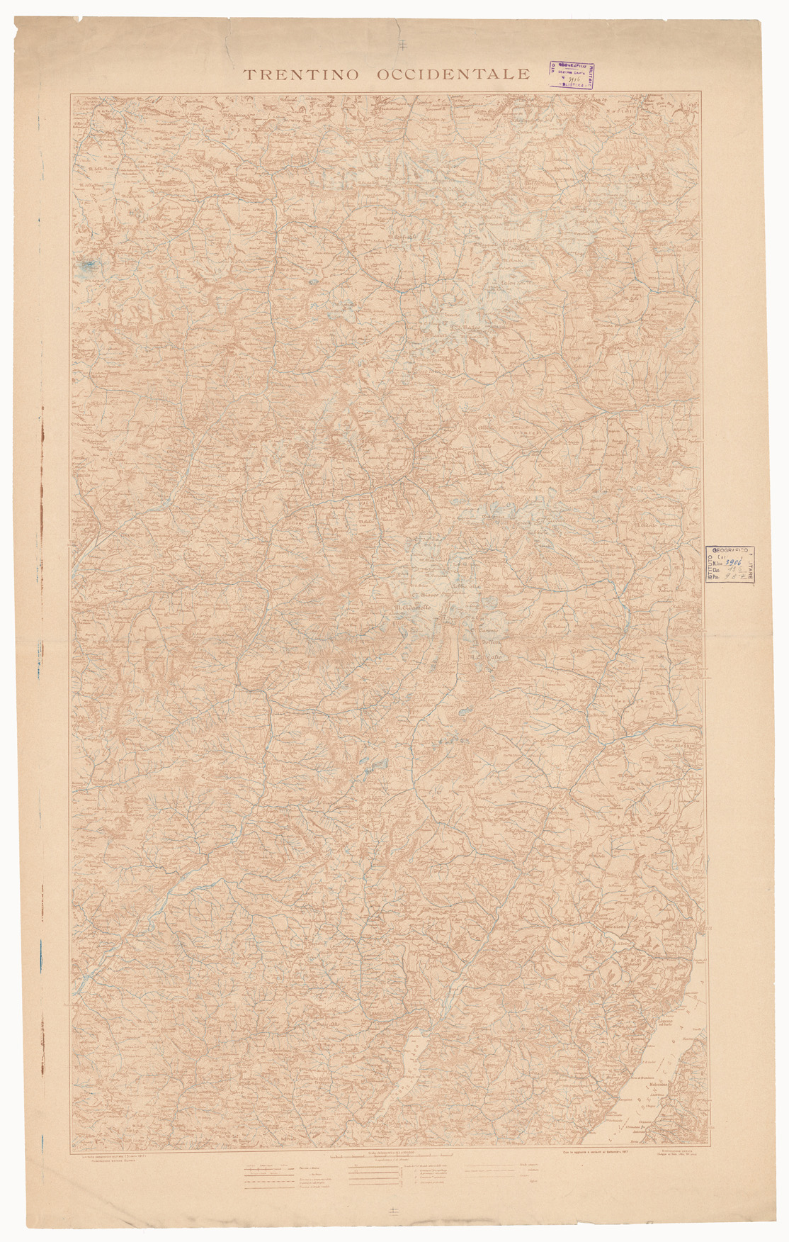 (N:10682) TRENTINO OCCIDENTALE - CARTA DI GUERRA (B0006040) Carte e stampe antiche: riproduzione a colori su carta (formato A1)
