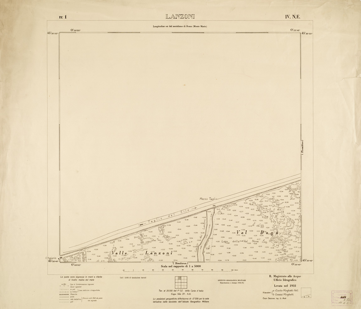 (N:3229) CARTA DELLA LAGUNA VENETA - LANZONI - N. 1 - IV.N.E. (B0006046) Carte e stampe antiche: riproduzione a colori su carta (formato A1)