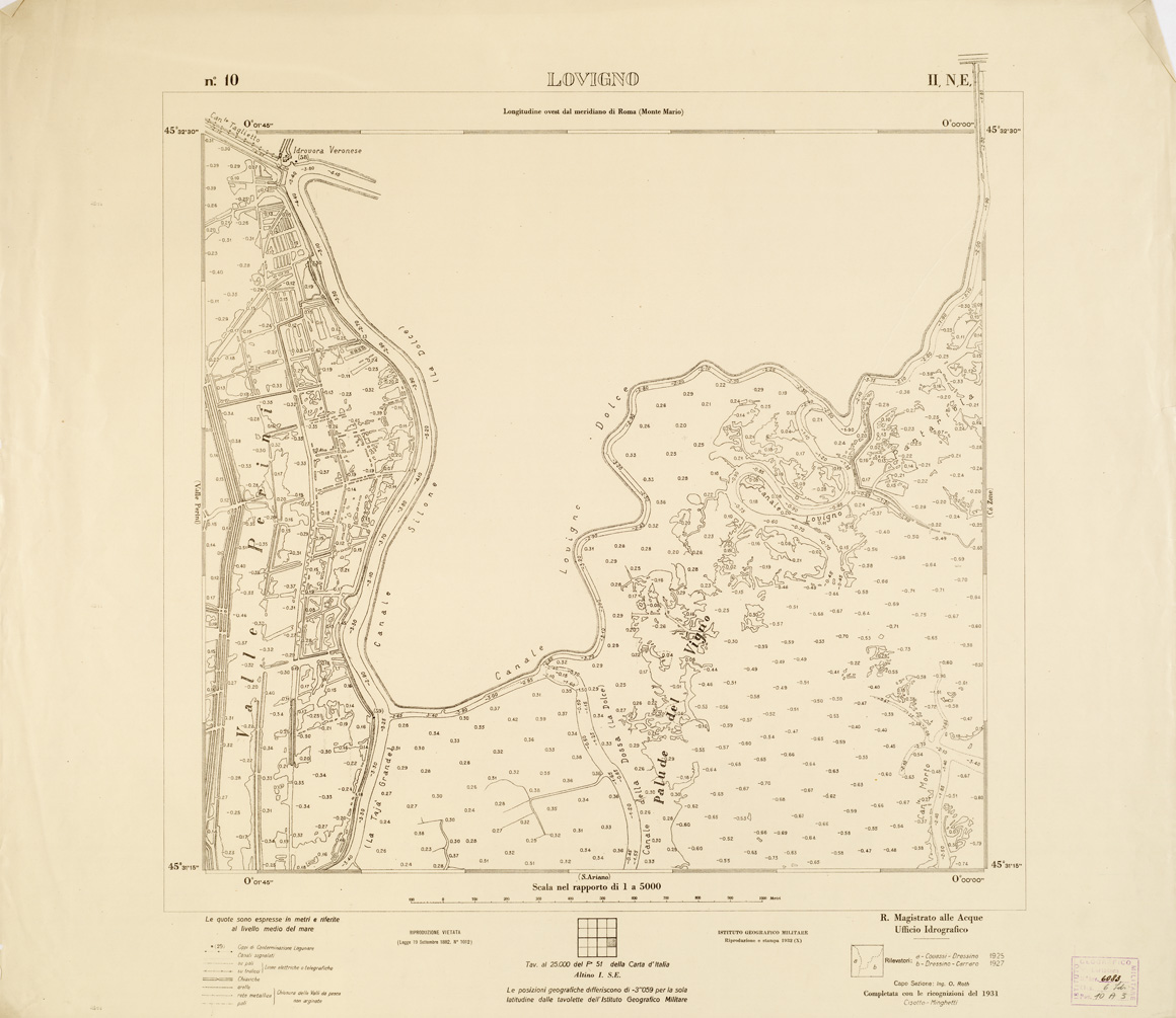 (N:3237) CARTA DELLA LAGUNA VENETA - LOVIGNO - N. 10 - II.N.E. (B0006055) Carte e stampe antiche: riproduzione a colori su carta (formato A1)