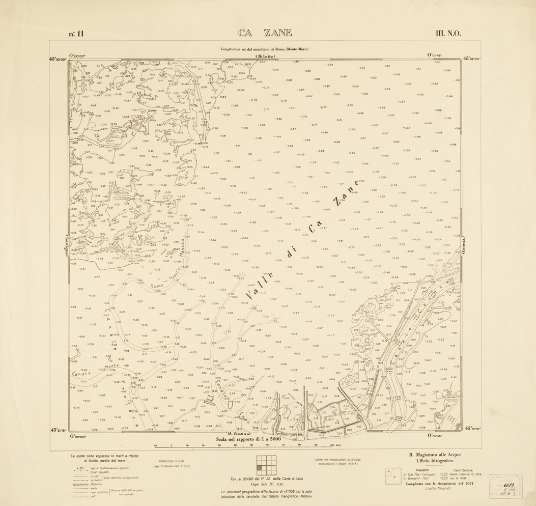 (N:3187) CARTA DELLA LAGUNA VENETA - CA ZANE - N. 11 - III.N.O. (B0006056) Carte e stampe antiche: riproduzione a colori su carta (formato A1)