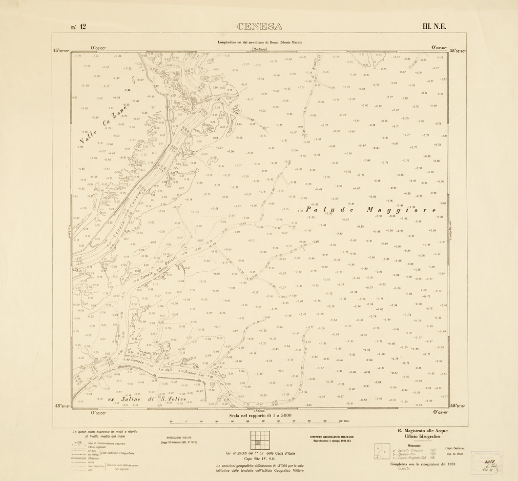 (N:3213) CARTA DELLA LAGUNA VENETA - CENESA - N. 12 - III.N.E. (B0006057) Carte e stampe antiche: riproduzione a colori su carta (formato A1)