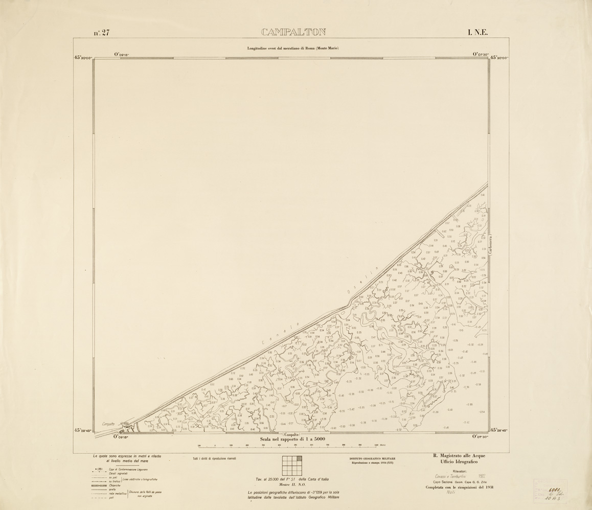 (N:3190) CARTA DELLA LAGUNA VENETA - CAMPALTON - N. 27 - I. N.E. (B0006072) Carte e stampe antiche: riproduzione a colori su carta (formato A1)