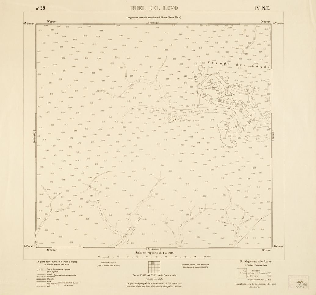 (N:3182) CARTA DELLA LAGUNA VENETA - BUEL DEL LOVO - N. 29 - IV.N.E. (B0006074) Carte e stampe antiche: riproduzione a colori su carta (formato A1)
