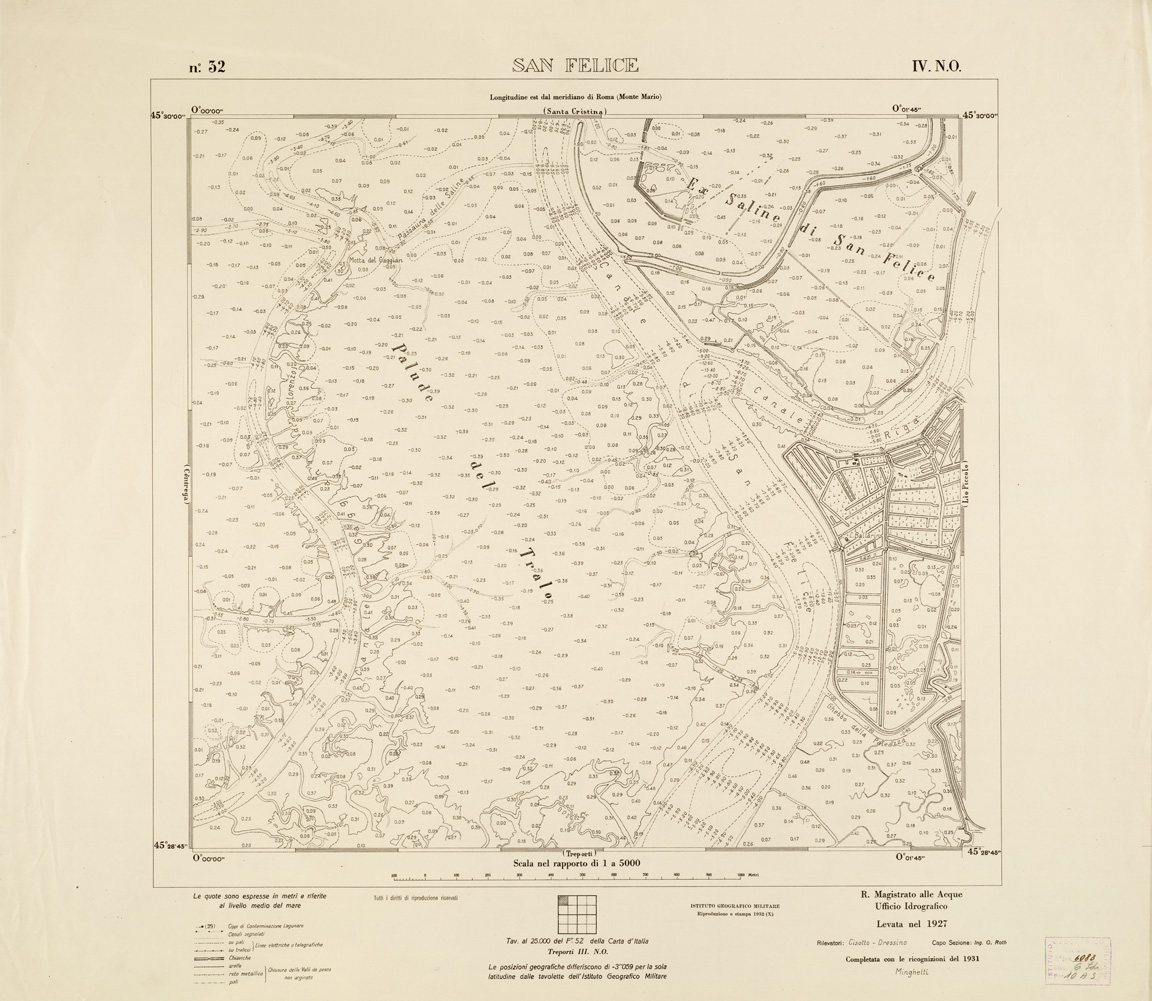 (N:3280) CARTA DELLA LAGUNA VENETA - SAN FELICE - N. 32 - IV.N.O. (B0006077) Carte e stampe antiche: riproduzione a colori su carta (formato A1)