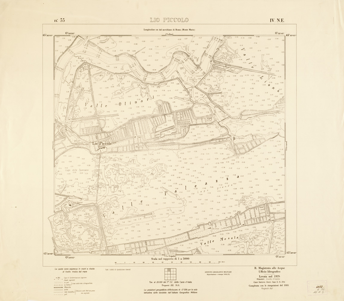 (N:3235) CARTA DELLA LAGUNA VENETA - LIO PICCOLO - N. 33 - IV.N.E. (B0006078) Carte e stampe antiche: riproduzione a colori su carta (formato A1)