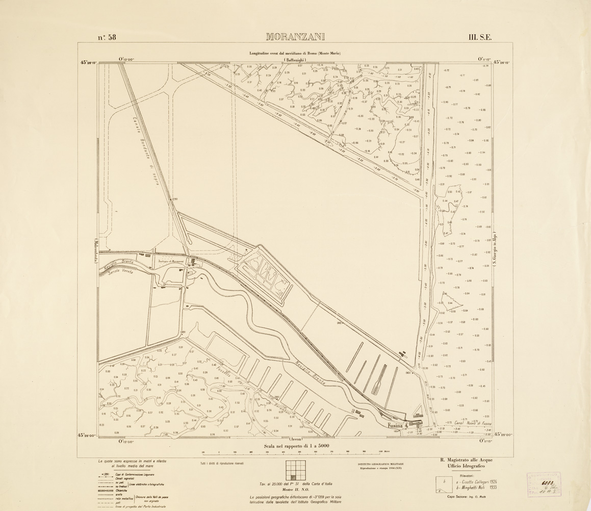(N:3244) CARTA DELLA LAGUNA VENETA - MORANZANI - N. 58 - III.S.E. (B0006103) Carte e stampe antiche: riproduzione a colori su carta (formato A1)